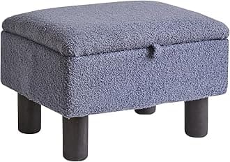Foot Rest for Couch, Foot Stool Ottoman with Wood Legs, Teddy Velvet Ottoman with Storage 16x12x9.5inch Flip Top Small Stool for Living Room Dorm Teddy Gray YD-JD136G