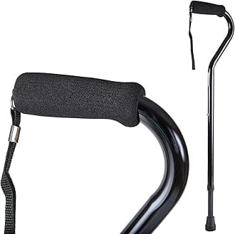 Walking Cane and Walking Stick for Adult Men and Women, FSA Eligible, Lightweight and Adjustable from 30-39 Inches, Supports up to 250 Pounds with Ergonomic Hand Grip and Wrist Strap, Black