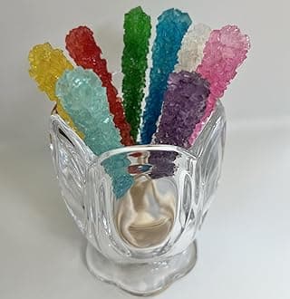 Classic Rock Candy Sticks, Sugar Rock Crystal Lollipops, Individually Wrapped (Pack of 60, Rainbow Assorted Flavors)