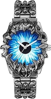 Gothic Claw Watch for Men – Unique Stainless Steel Wristwatch, Luminous Hands, Waterproof Quartz Movement, Futuristic Melting Style, Cool Red & Green Color Options