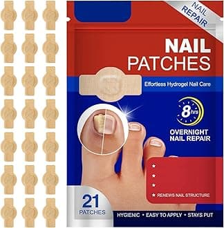 Toenail Repair Extra Strength,Nail Patches 21 PCS, Overnight Nail Fast Acting Repair Effortless Hydrogel Nail Care for Men and Women
