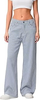 Y2k Striped Bell Bottom Jeans Women High Waisted Boyfriend Denim Pants Baggy Wide Leg Stretchy Bootcut Flare Jeans