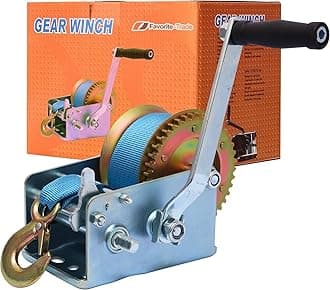 3200lbs ATV Boat Winch Strap with Hook - Heavy Duty Hand Crank Winch - Best Boat Trailer Winch