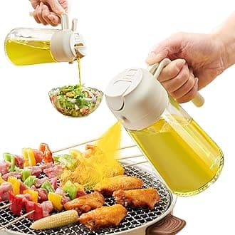 PARACITY Oil Dispenser Bottle for Kitchen, 2 in 1 Olive Oil Sprayer and Oil Dispenser, Oil Spray Bottle 500ML/ 17OZ for Cooking, Kitchen, BBQ, Air Fryer, Salad, Baking(1pcs White)