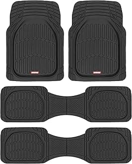 Motor Trend MT-923-920 Black FlexTough Contour Liners-Deep Dish Heavy Duty Rubber Floor Mats for 3 Row Car SUV Truck & Van-All Weather Protection