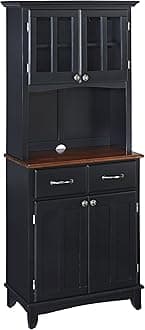 Buffet of Buffet Black with Cherry Wood Top with Hutch by Home Styles