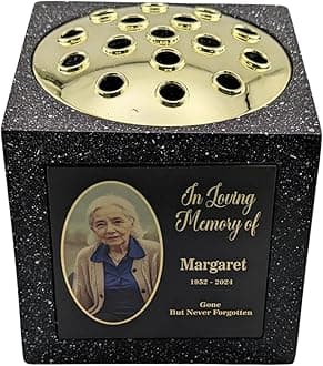[Custom] Personalised Printed Black Memorial Rose Bowl Grave Marker Flower Pot Vase (UV PRINTED)