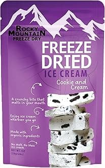 Freeze Dried Ice Cream – Cookies and Cream Ice Cream That Doesn’t Melt – Shelf-Stable Creamy Treat – Rocky Mountain Freeze Dry (1 OZ, Cookies and Cream)