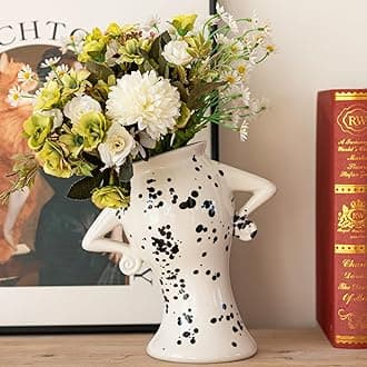 Ceramic Vase with Attitude, Unique Sassy Vase for Flowers, Cute Boho Vase for Bookshelf, Vintage Quirky Funky Decor