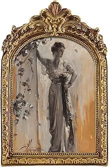 FOLKOR Vintage Wall Art Living Room Decor, Graceful Women Portrait Canvas Prints with 5x7 Reusable Picture Frame, Aesthetic Poster Oil Paintings Artwork for Hallway Entryway Gallery Wall Decoration