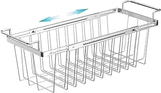 Orgneas Freezer Baskets for Chest Freezer, Capacity Expandable Deep Freezer Organizer Bins Adjustable From 16.5" to 26.5" Stainless Steel Wire Basket Storage with Hanging Handles