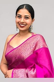 C J Enterprise Women's Pure Banarasi Style Kanjivaram Silk Saree With Blouse ...