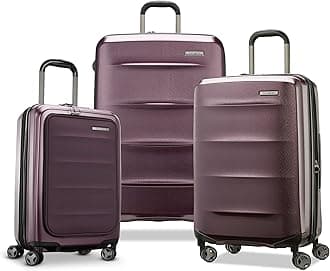 Octiv Pro 3-Piece Hardside Lightweight (21/24/28) Front Pocket Carry-On Pro, Medium & Large-Checked Luggage Set, Expandable, Four Spinner Wheels, Adjustable Handle, TSA Lock – Purple