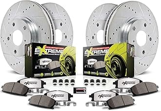 PowerStop Front and Rear Brake Kit For Chevrolet Camaro 2016-23 - Carbon Fiber Ceramic Brake Pads + Drilled & Slotted Rotors Upgrade, K7226-26