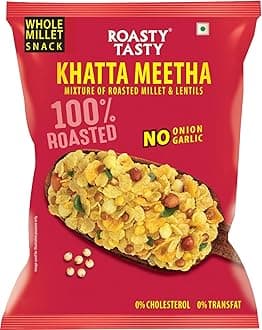 Roasty Tasty Khatta Meetha Roasted Millet Namkeen Snack 200gm | Oil-Free, Millet Snack For Kids | No Onion, No Garlic | Healthy Snacks