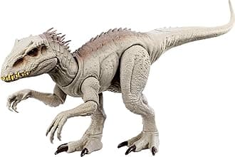 Mattel Jurassic World Camouflage 'n Battle Dinosaur Toy, Indominus Rex Figure with Lights, Sounds & Motion