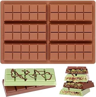 Chocolate Molds, Rectangle Chocolate Bar Sweet Molds Silicone Bakeware Wax Melt Molds, Pack of 1