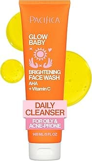 Pacifica Glow Baby Brightening Facial Cleanser 5oz – Vitamin C & Glycolic Acid (AHA) Face Wash for Radiance – Daily Cleanser for Anti-Aging Exfoliating for Smooth, Even Glowing Skin Vegan Clean Beauty