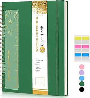 Dotted Notebook, Spiral Notebook Journal 8.5” x 11”, A4 Large Dot Grid Notebooks for Women Men, 100 GSM Dotted Paper, Plastic Hardcover Spiral Bullet Journals for Work School Sketching, Green