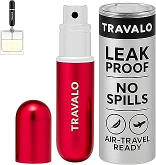 Travalo Classic HD Perfume Atomizer | Genie-S TSA Approved Travel Perfume Bottle Refillable | Reusable Airtight Easy-Fill Mini Pump Sprayer | Lightweight Elegant Design w/Volume Window | Red 0.17oz