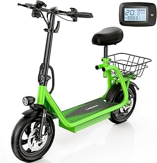Caroma Peak 819W Electric Scooter with Seat,22 Miles Range,20Mph Max Speed,12" Tire Foldable Foldable Electric Scooter for Adult,265lb Max Load(Green)