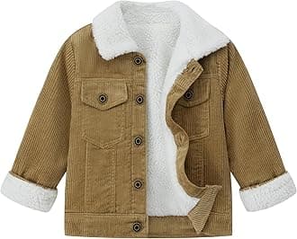 Toddler Boy Winter Corduroy Jacket Baby Girl Fall Sherpa Lined Outwear Coat