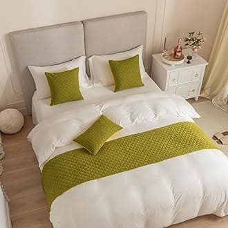 Bed Runner King Size,Olive green Bed Runner For of Luxury Hotel Grade 180X45cm for 1.2m Bed