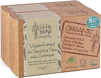 Little Soap Company Organic Range - Unperfumed Soap Bar Duo Pack,110gx2 | Natural, Vegan, Cruelty Free, Eco Friendly and Perfect for Sensitive Skin | Womens and mens gifts | free from SLS or Parabens