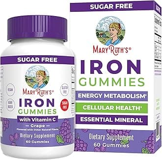 Iron + Vitamin C Gummies for Adults | Sugar Free | Gummy Iron Supplements + VIT C for Ages 14+ | Iron Supplement for Iron Deficiency | Immune Support | Vegan | Non-GMO | 60 Count