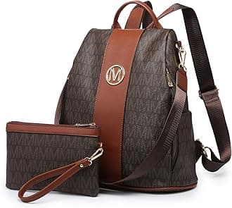 Lightweight Women Fashion Backpack Mutil Pockets Signature School Anti-Theft Rucksack Shoulder Bag Handbag w/Wristlet Wallet