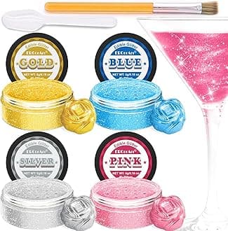 Edible Glitter - Luster Dust Edible for Cocktail Food Grade Drink Glitter for Cake Decorations, Easter Eggs, Baking, Macarons, Strawberries - 5g/Bottle (gold pink blue silver)