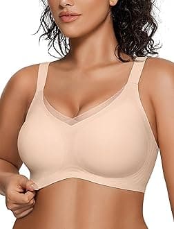 OEAK Womens Wireless Jelly Bras V Mesh Comfortable Bralette Supportive Tshirt Bra No Underwire Seamless Push Up Everyday Bras