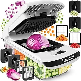 Vegetable Chopper & Cutter - Slicer Dicer Spiralizer with Container for Food Veg Onion Cucumber Tomato Salad Potato French Fry - Kitchen Gadgets & Accessories (PRO 4-in-1, White)
