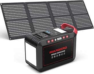 MARBERO 237Wh Solar Generator with Solar Panel Included Portable Power Station 300W Pure Sine Wave with Foldable Solar Panel 60W Set for Camping Outdoor Hiking Fishing Emergency