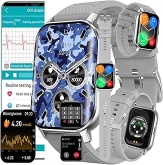 Smart Watch Blood Sugar Glucose,diabetic Smart Watch with Blood Blood Glucometer Blood Pressure Heart Rate Blood Oxygen Sleep Monitor,Step Counter Activity Trackers Sports Watch,Gray