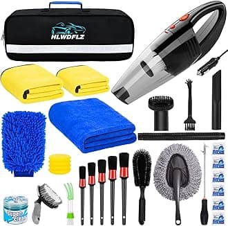 30PCS Car Wash Cleaning Kit - High Power Portable Car Vacuum Cleaner, Car Interior and Exterior Detailing Set withDuster, Brush, Towels, Wash Mitt