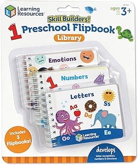 Skill Builders! Preschool Flipbook,3 Pieces, Ages 3+, Library Preschool, Learning Activities, Letters, Numbers, Counting, Toddler Activity Book