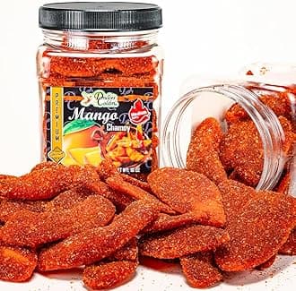 Dulces Colibri - Mango Chamoy | PREMIUM | MEDIUM SPICY | Family Size - 16oz Jar | Mess Free | Soft Chewy Mango Slices |