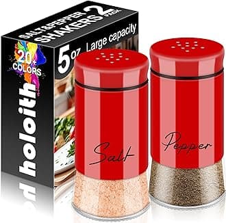 Red Salt and Pepper Shakers Set,5 oz Cute Christmas ktichen Decor and Accessories Theme Set Home Essentials Housewarming Gifts Refillable Design (Red)
