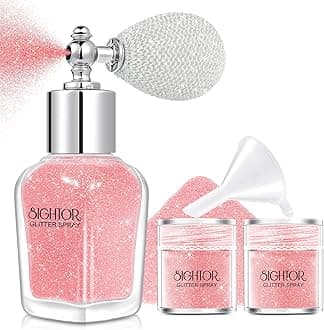 SIGHTOR Body Glitter Spray, 30ML Shiny Spray for Body Hair Face Clothing, Highlighter Powder Spray Shimmer Sparkle Pearl Powder Makeup Nail Art Spray for Stage Makeup Party (Pink)