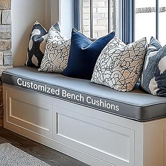 Custom Size Bench Cushion for Indoor/Outdoor Furniture,Waterproof Window Seat/Piano Bench/Swing Cushion (Custom Sizes/Colors/Non-Slip Method)