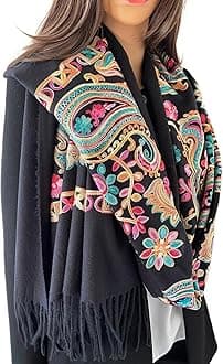 The Accessory Co.Women Pashmina Scarf Shawl Wrap - Large Long Paisley Floral Rainbow Ladies Scarves, Wearable Blanket Scarf, Womens Winter Scarfs, Indian Shawl Wedding Evening Stole, Cashmere Scarf, Cotton Scarf