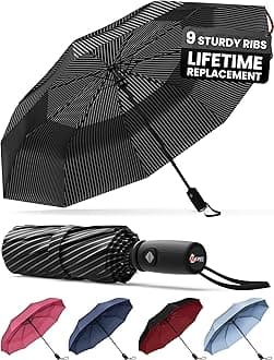 Repel Umbrella Windproof Travel Umbrellas for Rain - Easy Auto Open Close, Durable & Compact, Strong Fiberglass Frame, Waterproof Canopy - Backpack, Purse, Portable UV Umbrella