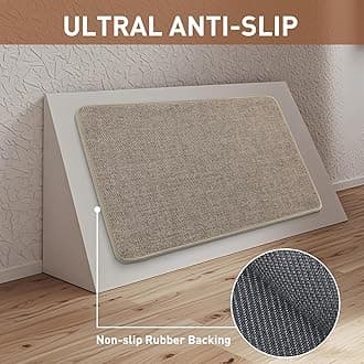 cusugbaso Kitchen Floor Mats, Washable Rubber Backing Absorbent Farmhouse Non Slip Runner Rugs for Sink for Front, Hallway, Home, Laundry Room (Beige, 17.3"x47")