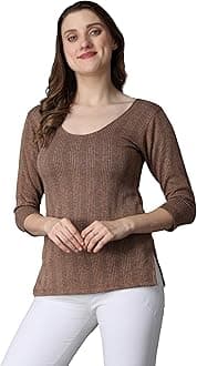 Wearslim® Women's Winter Warmer Thermal Vest 3/4 Sleeves Ultra Soft Scoop Neck Winter Inner Wear Top Johns Underwear