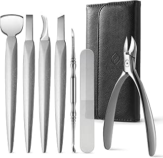Pedicure Knife Ingrown Toenail Kit, 7 PCS Professional Pedicure Tool Toenail Grooming Kit, Top Notch Foot Blade, Super Sharp Toenail Clippers (Leather case included)
