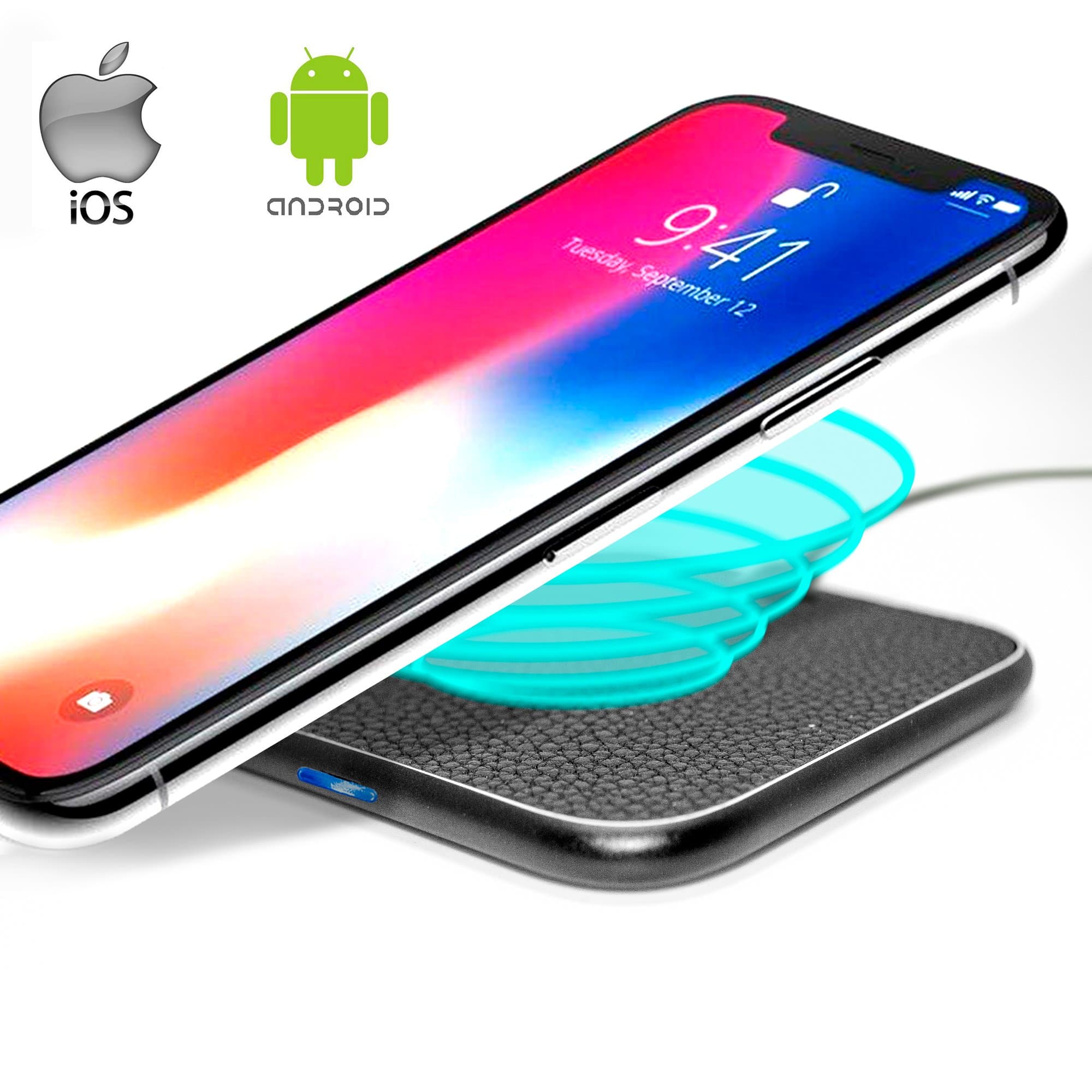 QI Wireless Charging Pad - Wireless Charger Compatible with iPhone X 8 8 Plus-Wireless Charger Android-Wireless Charger Samsung S9 S8 Plus S7 S6 Edge-QI Wireless Charging Station-Black