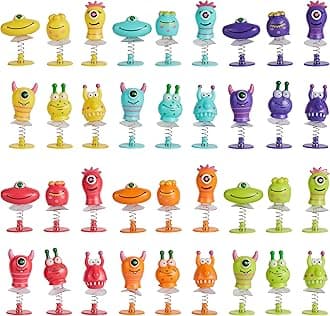 THE TWIDDLERS - 36 Monster Spring Jump Up Pop Up Toys for Kids, 6cm - Birthday Party Favours, Goody Bag Fillers and Toy Gift Set, Classroom Prizes