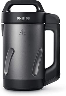 Philips Viva Collection SoupMaker, 1.2 L, Makes 2-4 servings, 6 Pre-set Programs, SoupPro Technology, Soup in Less than 18 Minutes, Eeasy Clean, Recipe Book, Black and Stainless Steel (HR2204/70)