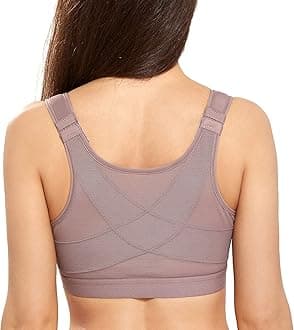 DELIMIRA Women's Full Coverage Front Closure Wire Free Back Support Posture Bra